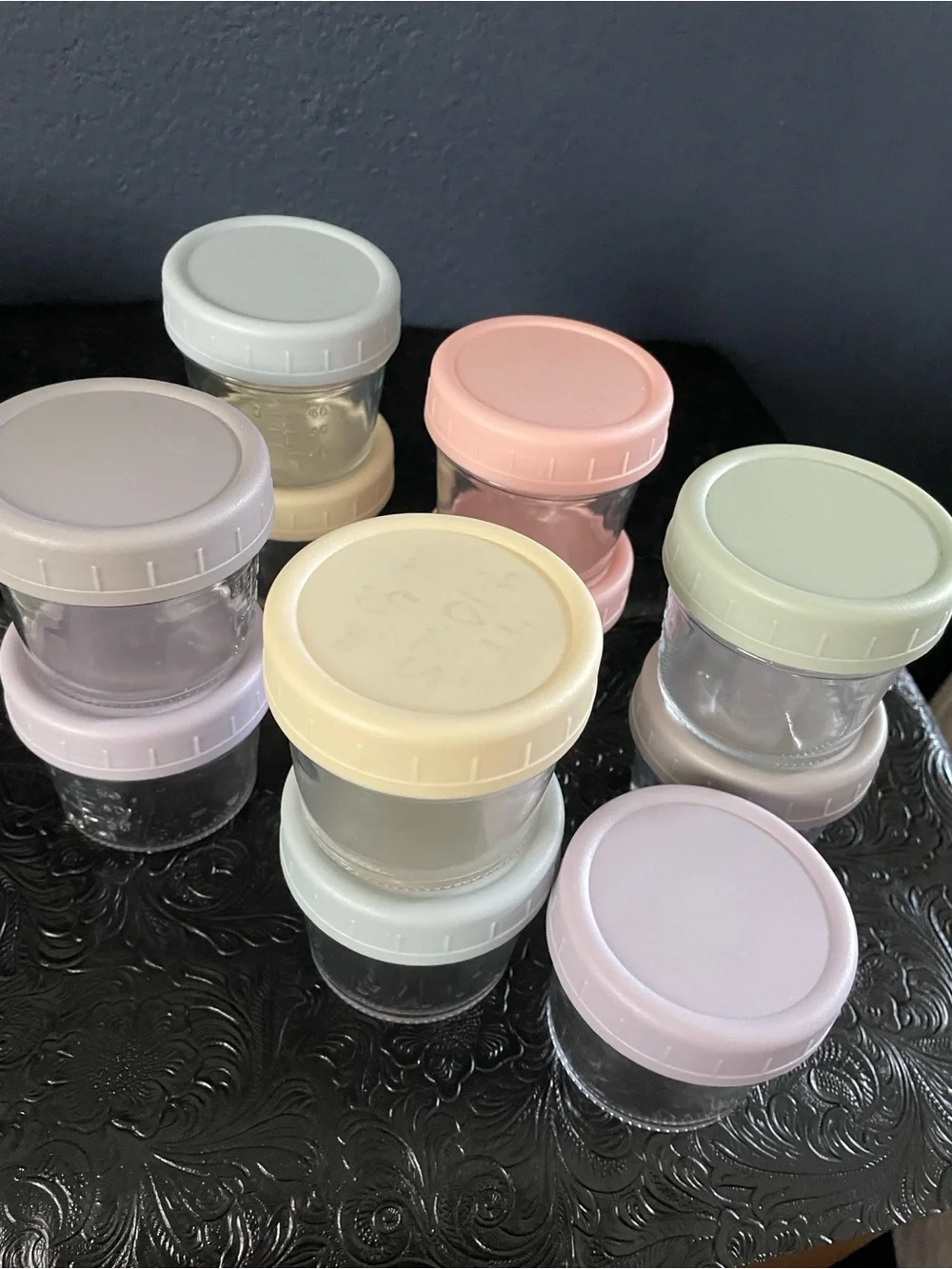 Silicone Baby Food Freezer Trays + Glass Storage Jars in Pastel Mix
